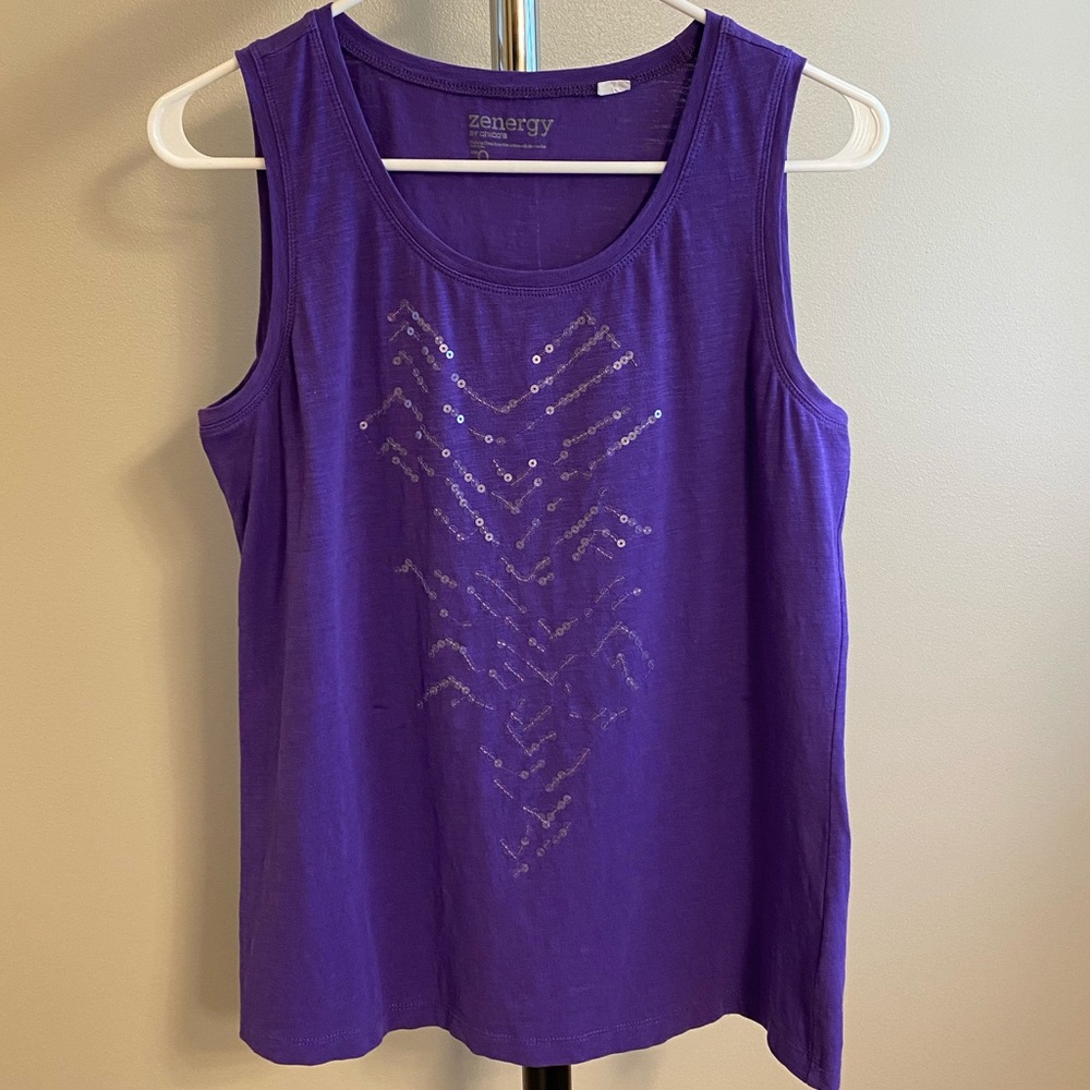 “zenergy by Chico’s” Sequined Purple Tank